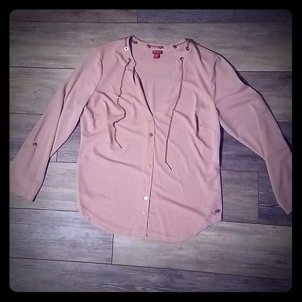 Pink top with rose gold chain